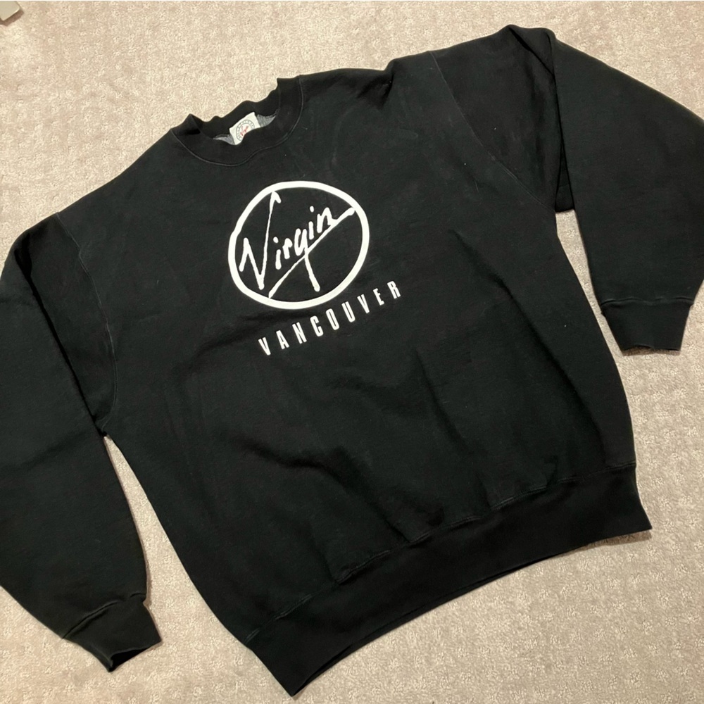 Virgin records Vancouver vintage black crew neck sweatshirt.  EUC!